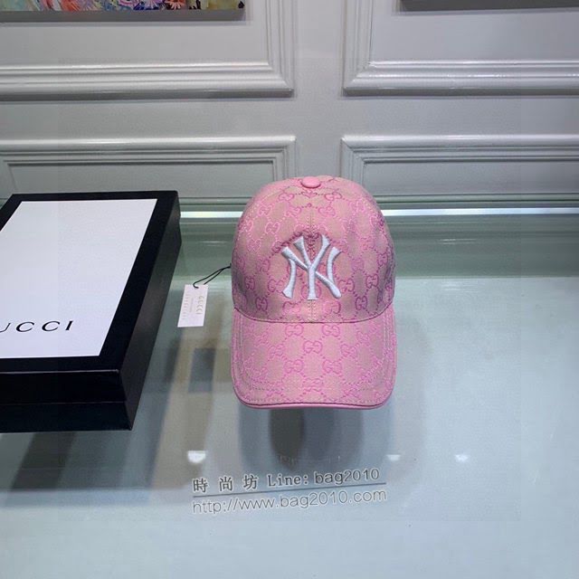 Gucci聯名NY帽子 古馳GG印花刺繡鴨舌帽棒球帽  mm1730